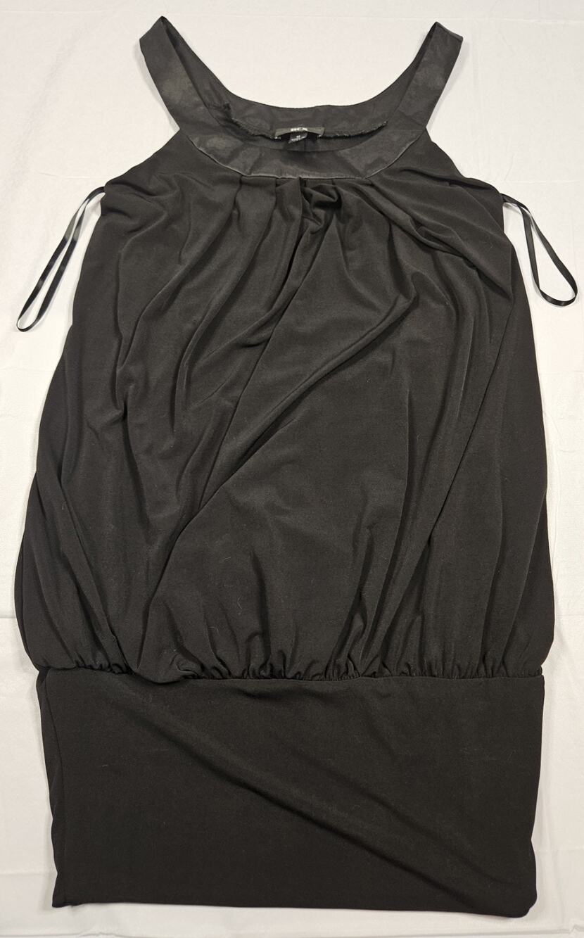 BCX Womens Medium Black Sleeveless Draped Top Banded Hem Made in USA Y2K